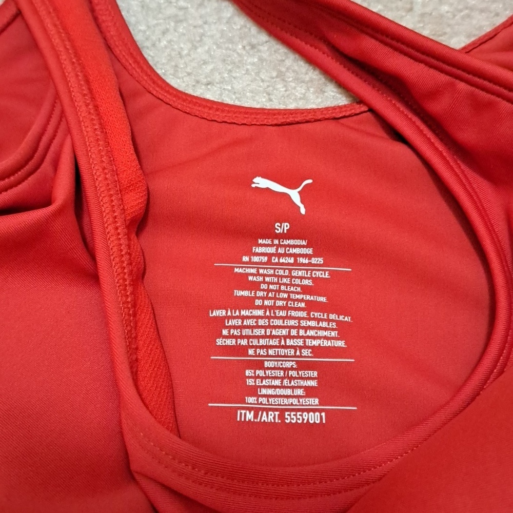Puma Swim Top Cropped Tank Womens Size Small Red Bikini Top NWOT - Picture 6 of 7